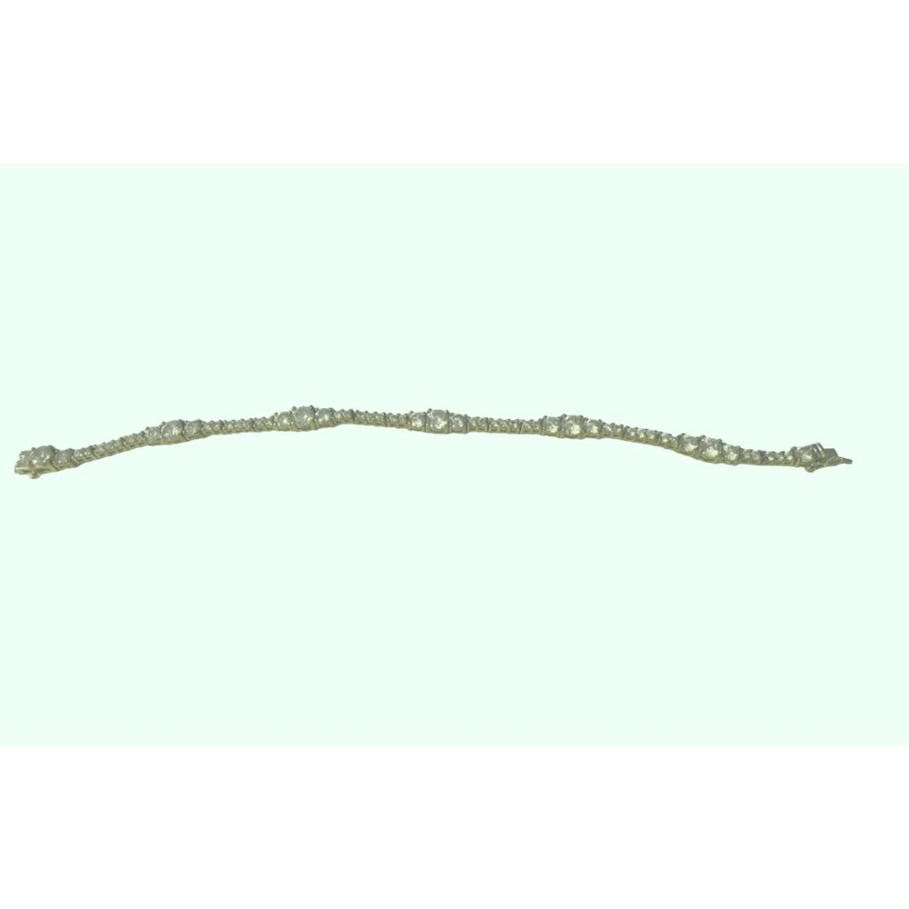 Elegant 7 In Cubic Zirconia and Sterling Silver Bracelet Locking Clasp BEAUTIFUL